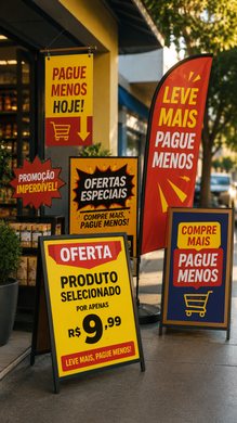 Fachada colorida com ofertas
