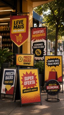 Fachada colorida com promoções