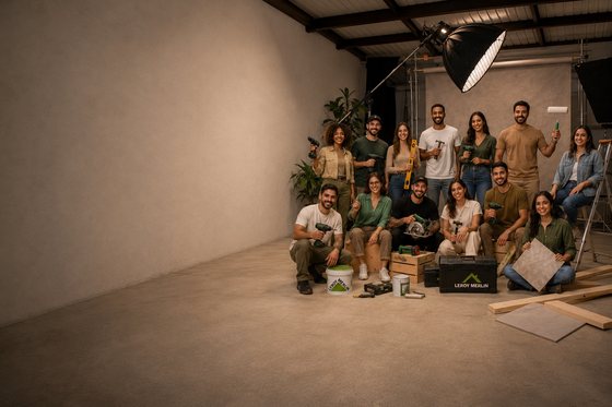 Elenco de criadores em estúdio
